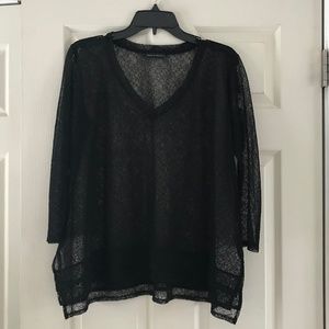 Nally & Millie USA Sheer Lace Black Top Size Med